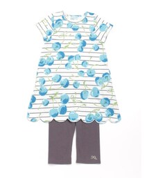 HAKKA KIDS（ハッカキッズ）の「[ジュニアサイズ]ボーダーチェリープリント半袖ワンピースショートスパッツセット(セット商品)（ワンピース/ドレス・キッズ）」