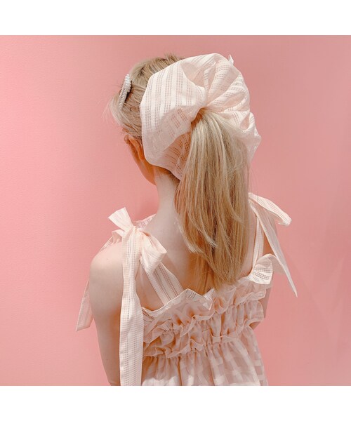 lilLilly（リルリリー）の「【pain】ボリュームオーガンジーシュシュ（アクセサリー・レディース・PINKストライプ/BLACKストライプ）」の11枚目の写真