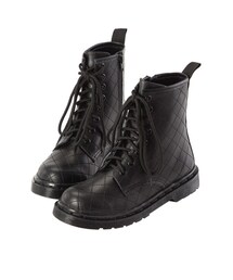 gracegift | 菱格紋側拉鍊馬汀靴(シューズ)