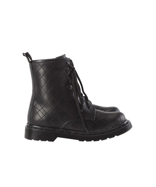 gracegift(グレースギフト)の「菱格紋側拉鍊馬汀靴(シューズ・レディース・黑・35/36/37/38/39/40/41)」の2枚目の写真