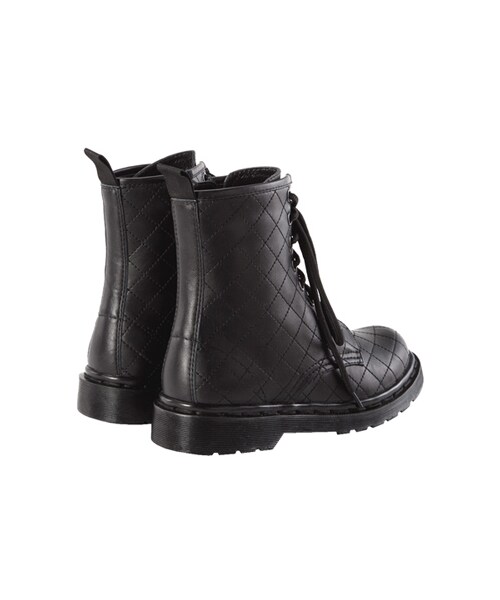 gracegift(グレースギフト)の「菱格紋側拉鍊馬汀靴(シューズ・レディース・黑・35/36/37/38/39/40/41)」の4枚目の写真