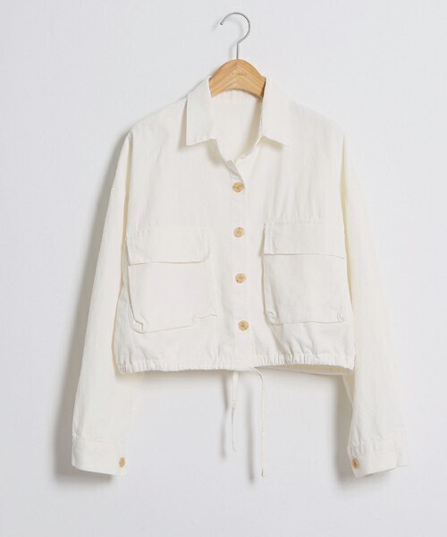 DHOLIC（ディーホリック）の「[fromiss] ダブルフラップポケットクロップドジャンパー・p228087（ミリタリージャケット・レディース・グリーン/ホワイト・ONESIZE）」の2枚目の写真