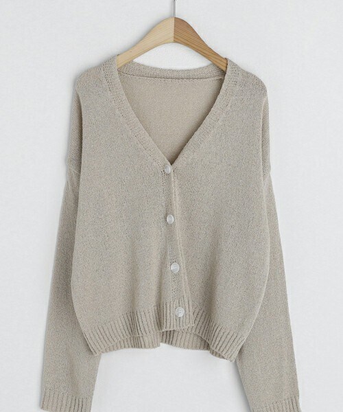 DHOLIC(ディーホリック)の「シアーボタンカーディガン(カーディガン/ボレロ・レディース・ベージュ/ホワイト/ブラック/グレー・ONE SIZE)」の1枚目の写真