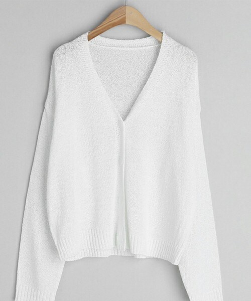 DHOLIC(ディーホリック)の「シアーボタンカーディガン(カーディガン/ボレロ・レディース・ベージュ/ホワイト/ブラック/グレー・ONE SIZE)」の2枚目の写真