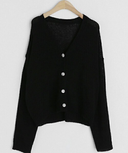 DHOLIC(ディーホリック)の「シアーボタンカーディガン(カーディガン/ボレロ・レディース・ベージュ/ホワイト/ブラック/グレー・ONE SIZE)」の3枚目の写真