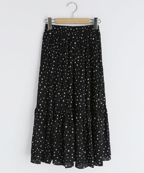 DHOLIC（ディーホリック）の「ドットフリルプリーツスカート（スカート・レディース・ホワイト/ブラック・ONESIZE）」の2枚目の写真