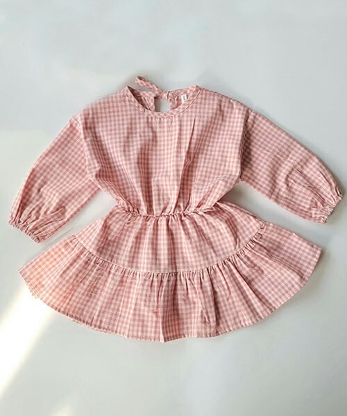 DHOLIC kids（ディーホリックキッズ）の「[milliondollarbaby] ギンガムチェックフレアワンピース（ワンピース・キッズ・グリーン/ピンク・S/M/L/XL/2XL）」の2枚目の写真