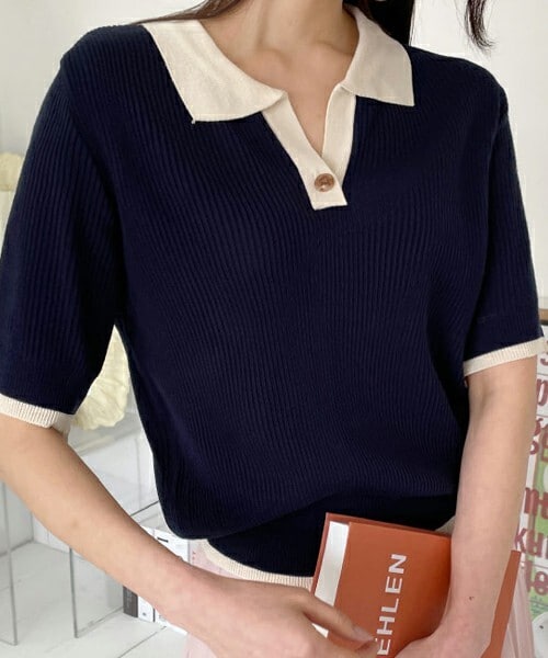 DHOLIC(ディーホリック)の「ボタンカラー配色ニット(ニット/セーター・レディース・グリーン/ベージュ/その他・ONESIZE)」の3枚目の写真