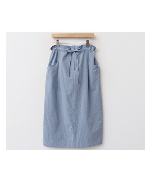 ENVYLOOK（エンビールック）の「ウエストストリング両ポケットコットンロングスカート（スカート・レディース・베이지/블루/그외・FREE(44-66)）」の2枚目の写真