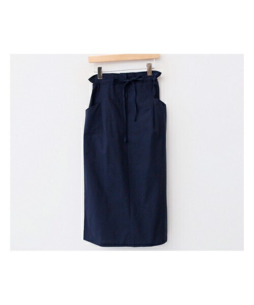 ENVYLOOK（エンビールック）の「ウエストストリング両ポケットコットンロングスカート（スカート・レディース・베이지/블루/그외・FREE(44-66)）」の3枚目の写真