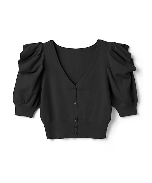 GRL(グレイル)の「前後2Wayパワショルニットショートカーディガン(カーディガン/ボレロ・レディース・ブラック/ベージュ・M)」の1枚目の写真
