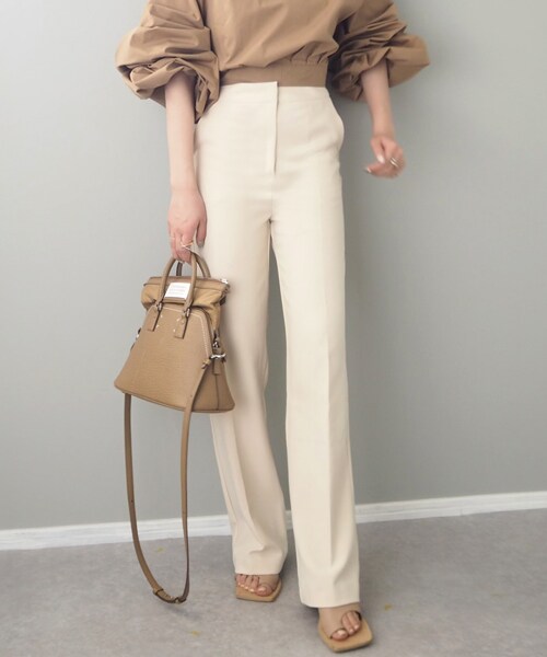 LAULEN（ローレン）の「HW Centerpress Slacks（スラックス・レディース・グリーン/アイボリー/ブラック・S/M）」の2枚目の写真