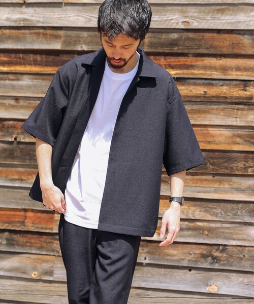 URBAN RESEARCH Sonny Label（アーバンリサーチサニーレーベル）の「イージーケア五分袖セットアップ（その他・メンズ・エクリュ/ネイビー/ベージュ・M/L）」の4枚目の写真