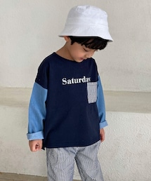 DHOLIC kids | [greentomato] SaturdayストライプポケットTシャツ(Tシャツ/カットソー)