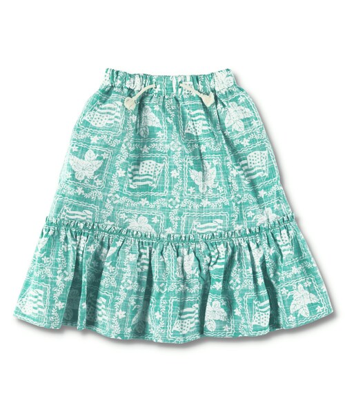 RADCHAP(ラッドチャップ)の「【ペア】プリント裏使いアロハ柄スカート(スカート・キッズ・ピンク/グリーン・S~XL)」の2枚目の写真