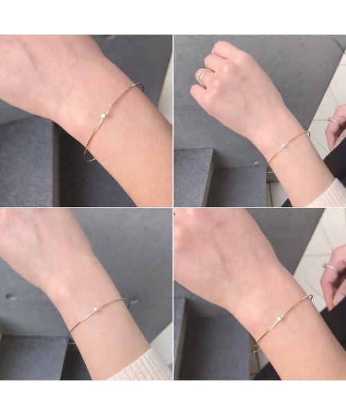 les desseins de DIEU（レデッサンドゥデュー）の「レ デッサン ドゥ デュー 984 ソリッドゴールド 0.07ct 一粒ダイヤモンド 金線 バングル 0.9ミリ（バングル/リストバンド・レディース・ゴールド・19cm）」の4枚目の写真