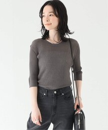 B.C STOCK（ベーセーストック）の「シアーリブ5分袖プルオーバー（トップス）」