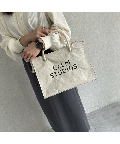 copine（コピン）の「クラフトデザインがおしゃれ！ペーパーロゴトートバッグ(3color)（トートバッグ・レディース・ブラック/グレー/ベージュ・ワンサイズ）」の2枚目の写真