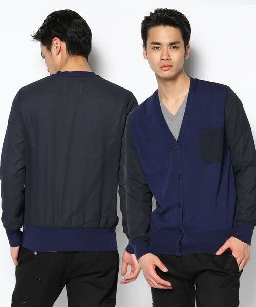 603（ロクマルサン）の「603 シフォン切替カーディガン（カーディガン/ボレロ・メンズ・オフホワイト/グレー/ダークブルー/ネイビー/ワイン/シャーベット・FREE）」の3枚目の写真