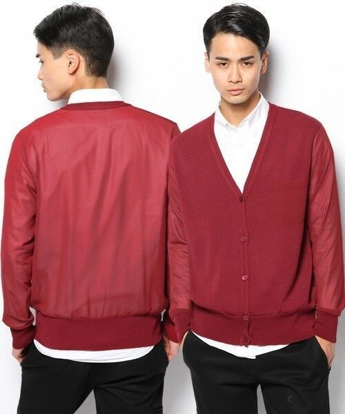 603（ロクマルサン）の「603 シフォン切替カーディガン（カーディガン/ボレロ・メンズ・オフホワイト/グレー/ダークブルー/ネイビー/ワイン/シャーベット・FREE）」の5枚目の写真