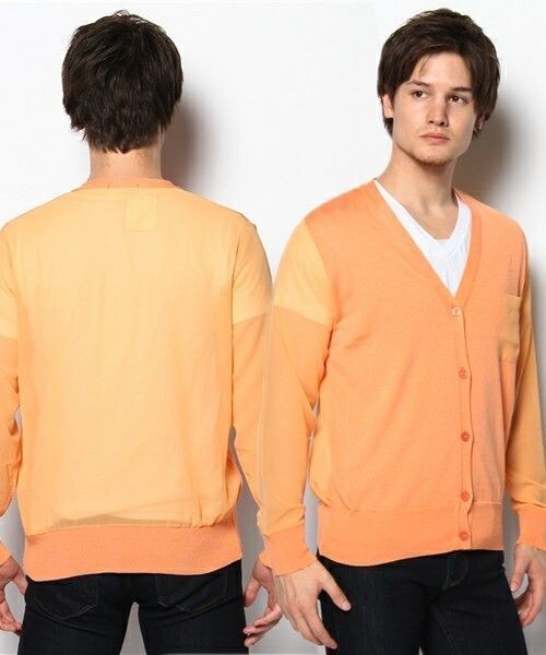 603（ロクマルサン）の「603 シフォン切替カーディガン（カーディガン/ボレロ・メンズ・オフホワイト/グレー/ダークブルー/ネイビー/ワイン/シャーベット・FREE）」の6枚目の写真