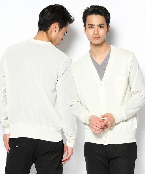 603（ロクマルサン）の「603 シフォン切替カーディガン（カーディガン/ボレロ・メンズ・オフホワイト/グレー/ダークブルー/ネイビー/ワイン/シャーベット・FREE）」の2枚目の写真