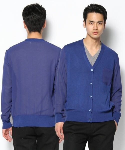 603（ロクマルサン）の「603 シフォン切替カーディガン（カーディガン/ボレロ・メンズ・オフホワイト/グレー/ダークブルー/ネイビー/ワイン/シャーベット・FREE）」の4枚目の写真