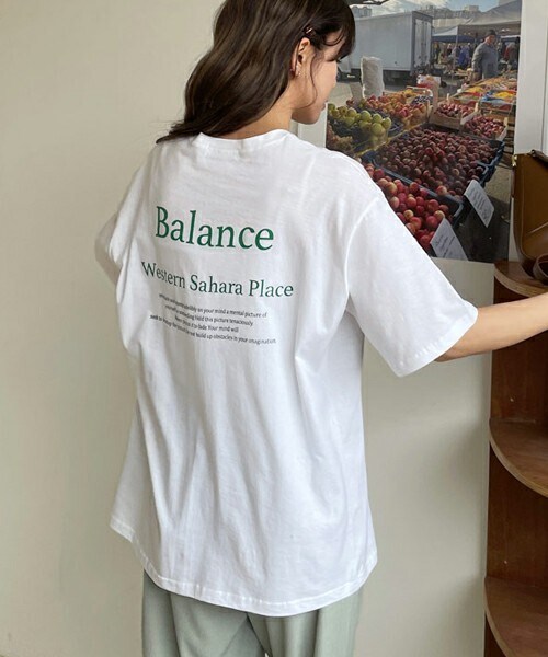 DHOLIC（ディーホリック）の「BalanceボクシーTシャツ（Tシャツ/カットソー・レディース・グレー/ホワイト・ONESIZE）」の2枚目の写真