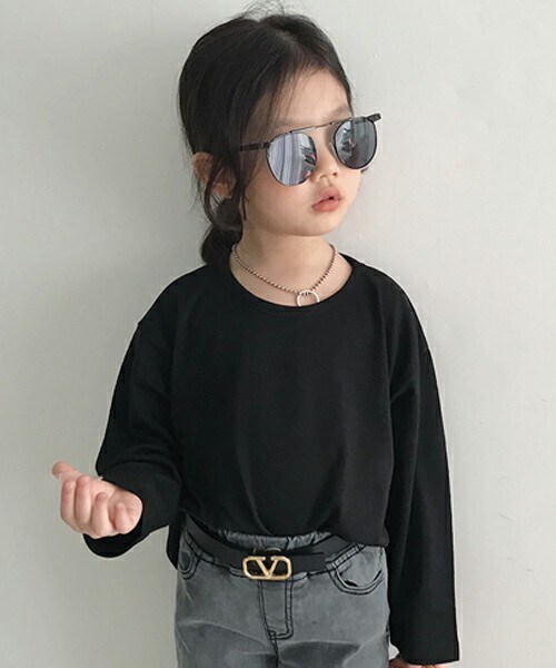 DHOLIC kids（ディーホリックキッズ）の「[zukini] ベーシックコットンTシャツ（Tシャツ/カットソー・キッズ・グリーン/ブラック/イエロー/ホワイト/ピンク/グレー・S/M/L/XL）」の3枚目の写真
