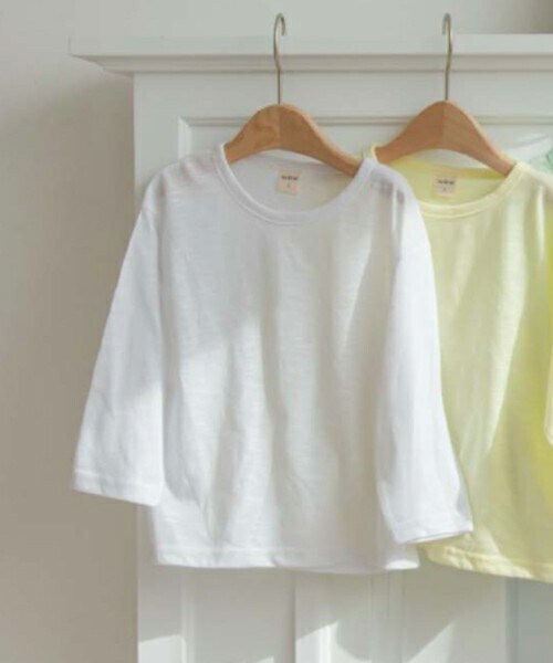DHOLIC kids（ディーホリックキッズ）の「[zukini] ベーシックコットンTシャツ（Tシャツ/カットソー・キッズ・グリーン/ブラック/イエロー/ホワイト/ピンク/グレー・S/M/L/XL）」の2枚目の写真