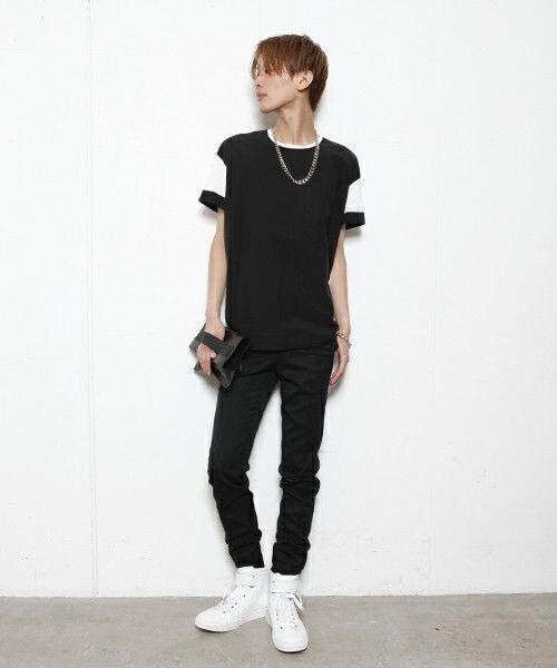 DIET BUTCHER（ダイエットブッチャー）の「DIET BUTCHER SLIM SKIN 別注 布帛×カットゆるＴ（Tシャツ/カットソー・メンズ・ホワイト/ブラック/ネイビー・FREE）」の14枚目の写真