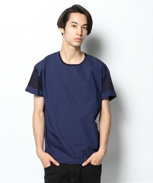 DIET BUTCHER（ダイエットブッチャー）の「DIET BUTCHER SLIM SKIN 別注 布帛×カットゆるＴ（Tシャツ/カットソー・メンズ・ホワイト/ブラック/ネイビー・FREE）」の3枚目の写真