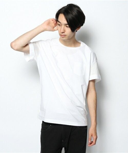 DIET BUTCHER（ダイエットブッチャー）の「DIET BUTCHER SLIM SKIN 別注 布帛×カットゆるＴ（Tシャツ/カットソー・メンズ・ホワイト/ブラック/ネイビー・FREE）」の13枚目の写真