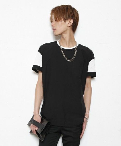 DIET BUTCHER（ダイエットブッチャー）の「DIET BUTCHER SLIM SKIN 別注 布帛×カットゆるＴ（Tシャツ/カットソー・メンズ・ホワイト/ブラック/ネイビー・FREE）」の2枚目の写真