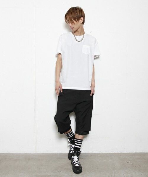 DIET BUTCHER（ダイエットブッチャー）の「DIET BUTCHER SLIM SKIN 別注 布帛×カットゆるＴ（Tシャツ/カットソー・メンズ・ホワイト/ブラック/ネイビー・FREE）」の15枚目の写真