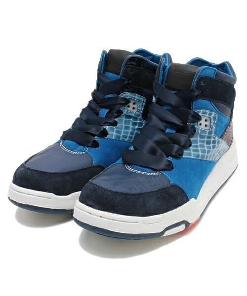 DIET BUTCHER（ダイエットブッチャー）の「DIET  BUTCHER  SLIM  SKIN　middle cut sneaker（スニーカー・メンズ・ブラック/ブルー・8/9/10）」の2枚目の写真