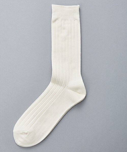 603（ロクマルサン）の「603 無地×リブクルーソックス（ソックス/靴下・メンズ・オフホワイト/ブラック/ブルー/ネイビー/イエロー/ローズ/オレンジ・FREE）」の2枚目の写真