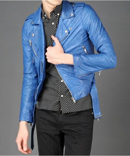 603(ロクマルサン)の「603 ラムレザーライダースJKT(ライダースジャケット・メンズ・オフホワイト/ブラック/ブルー/ネイビー/ワイン・SMALL/MEDIUM/LARGE)」の4枚目の写真