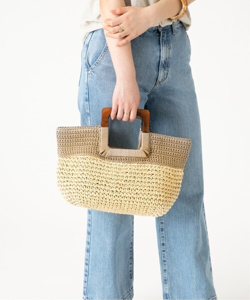 LE TALON（ルタロン）の「《予約》LE TALON ウッドハンドルペーパートート◆（バッグ・ブラック/(001)/フリー/在庫あり）」の2枚目の写真