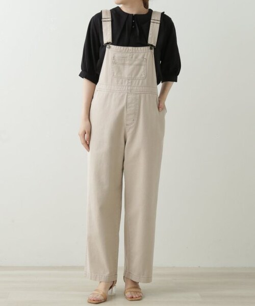 OUTLET（アウトレット）の「10ozデニム×カラーツイルサロペット（オールインワン・サロペット・レディース・ベージュ/ワンウォッシュ・FREE）」の14枚目の写真