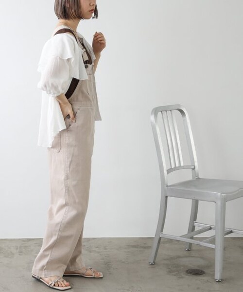 OUTLET（アウトレット）の「10ozデニム×カラーツイルサロペット（オールインワン・サロペット・レディース・ベージュ/ワンウォッシュ・FREE）」の13枚目の写真