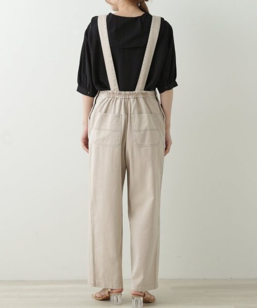 OUTLET（アウトレット）の「10ozデニム×カラーツイルサロペット（オールインワン・サロペット・レディース・ベージュ/ワンウォッシュ・FREE）」の16枚目の写真