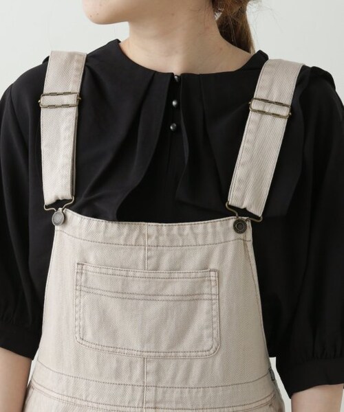 OUTLET（アウトレット）の「10ozデニム×カラーツイルサロペット（オールインワン・サロペット・レディース・ベージュ/ワンウォッシュ・FREE）」の19枚目の写真