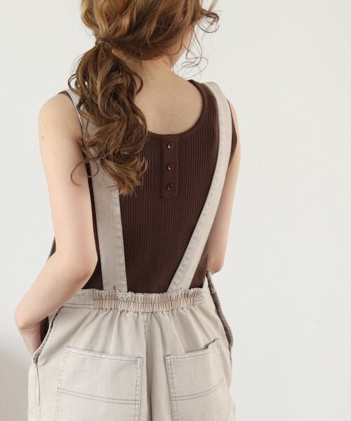 OUTLET（アウトレット）の「10ozデニム×カラーツイルサロペット（オールインワン・サロペット・レディース・ベージュ/ワンウォッシュ・FREE）」の7枚目の写真