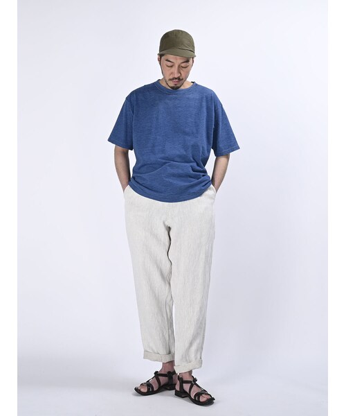人気　【美品】45r パンツ　インディゴインドリネン908ポッポパンツ 45R（フォーティファイブアール）の「インドリネンツイルの908