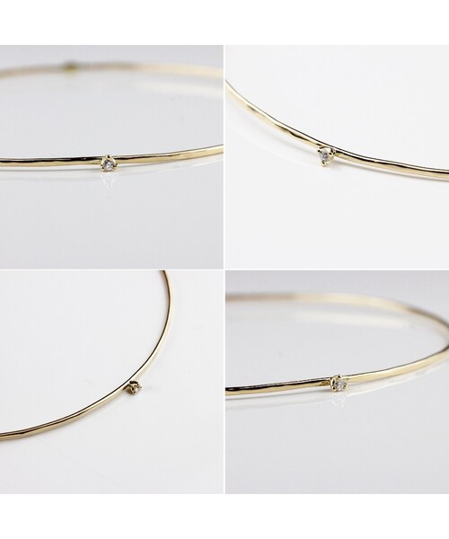 two ply（トゥープライ）の「トゥー プライ 593 ソリッドゴールド キャビア 一粒ダイヤモンド 金線 バングル 0.9ミリ 0.01ct（バングル/リストバンド・レディース・ゴールド・19cm）」の2枚目の写真