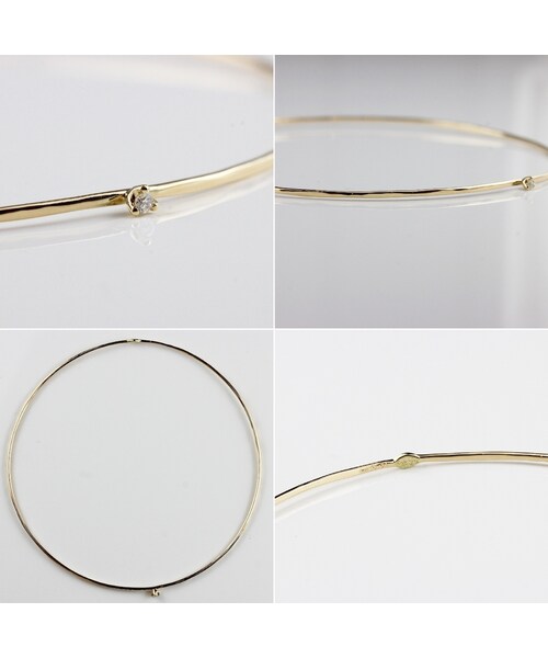 two ply（トゥープライ）の「トゥー プライ 593 ソリッドゴールド キャビア 一粒ダイヤモンド 金線 バングル 0.9ミリ 0.01ct（バングル/リストバンド・レディース・ゴールド・19cm）」の3枚目の写真