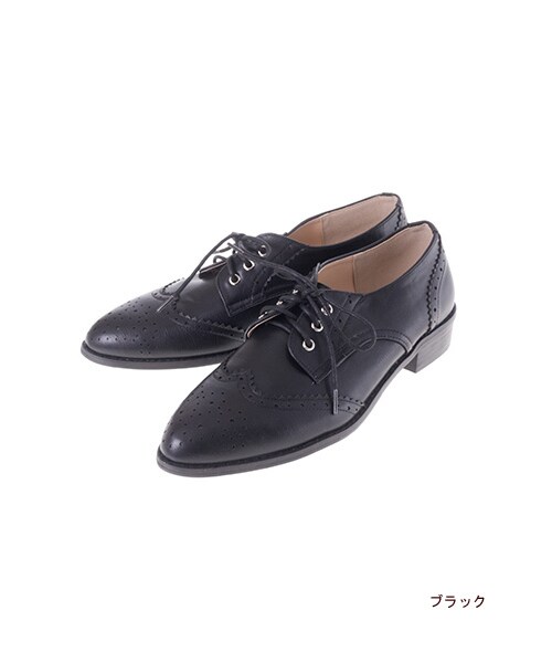 w closet(ダブルクローゼット)の「ウィングチップシューズ(シューズ・レディース・パネル/ブラック・M/L)」の2枚目の写真