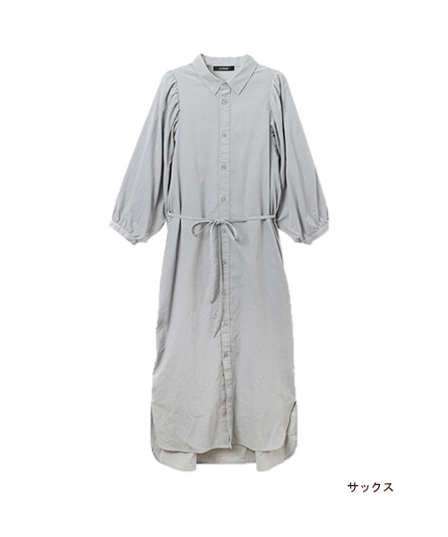 w closet（ダブルクローゼット）の「コーデュロイボリューム袖シャツワンピース（その他・レディース・バニラ/サックス/グレー・FREE）」の3枚目の写真