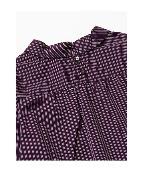 w closet（ダブルクローゼット）の「先染めストライプ柄肩フリルプルオーバー（トップス・レディース・ボルドー/ブラック・FREE）」の9枚目の写真